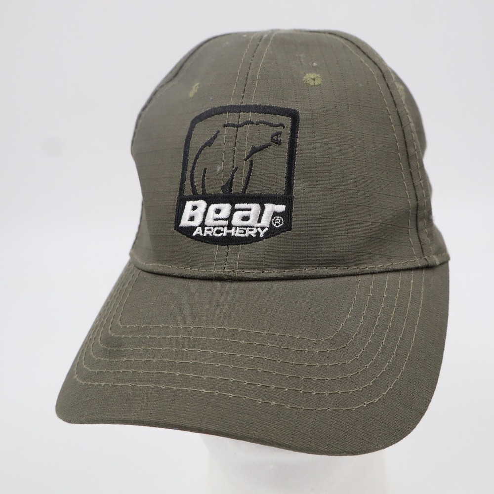 Bear Archery Baseball Cap Unisex Adjustable Olive Green Ripstop Embroidered Logo